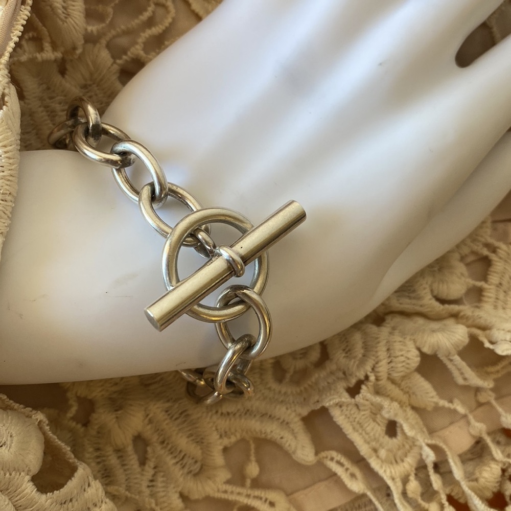 925 Silver Toggle Bracelet Chain Heavy Unisex Minimalist